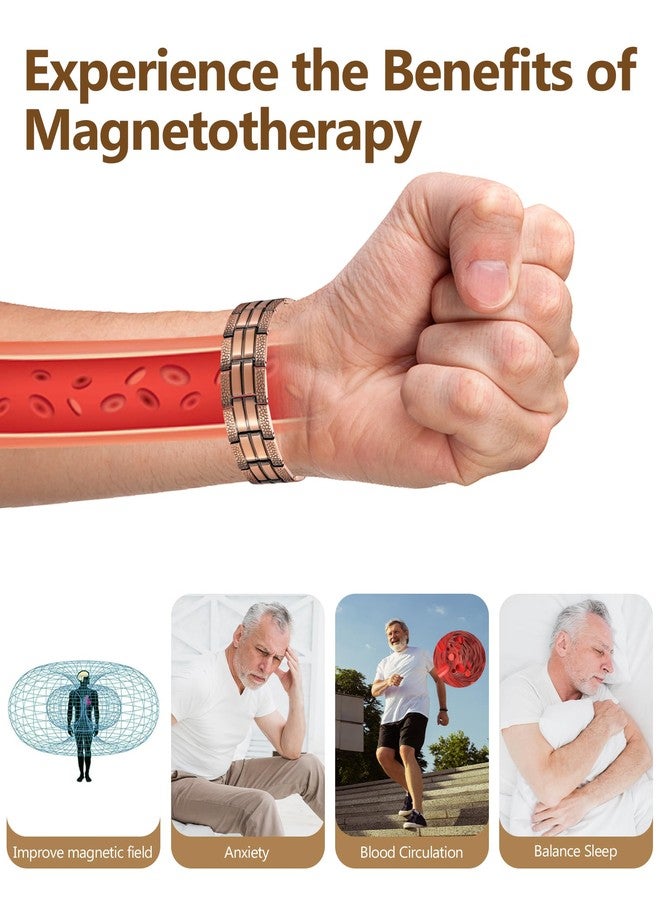 Feraco Copper Bracelet for Men 3X Strength,Magnetic Therapy Bracelet Copper Jewelry with Powerful 3800 Gauss Magnets,Premium Fold-Over Clasp - Image 5